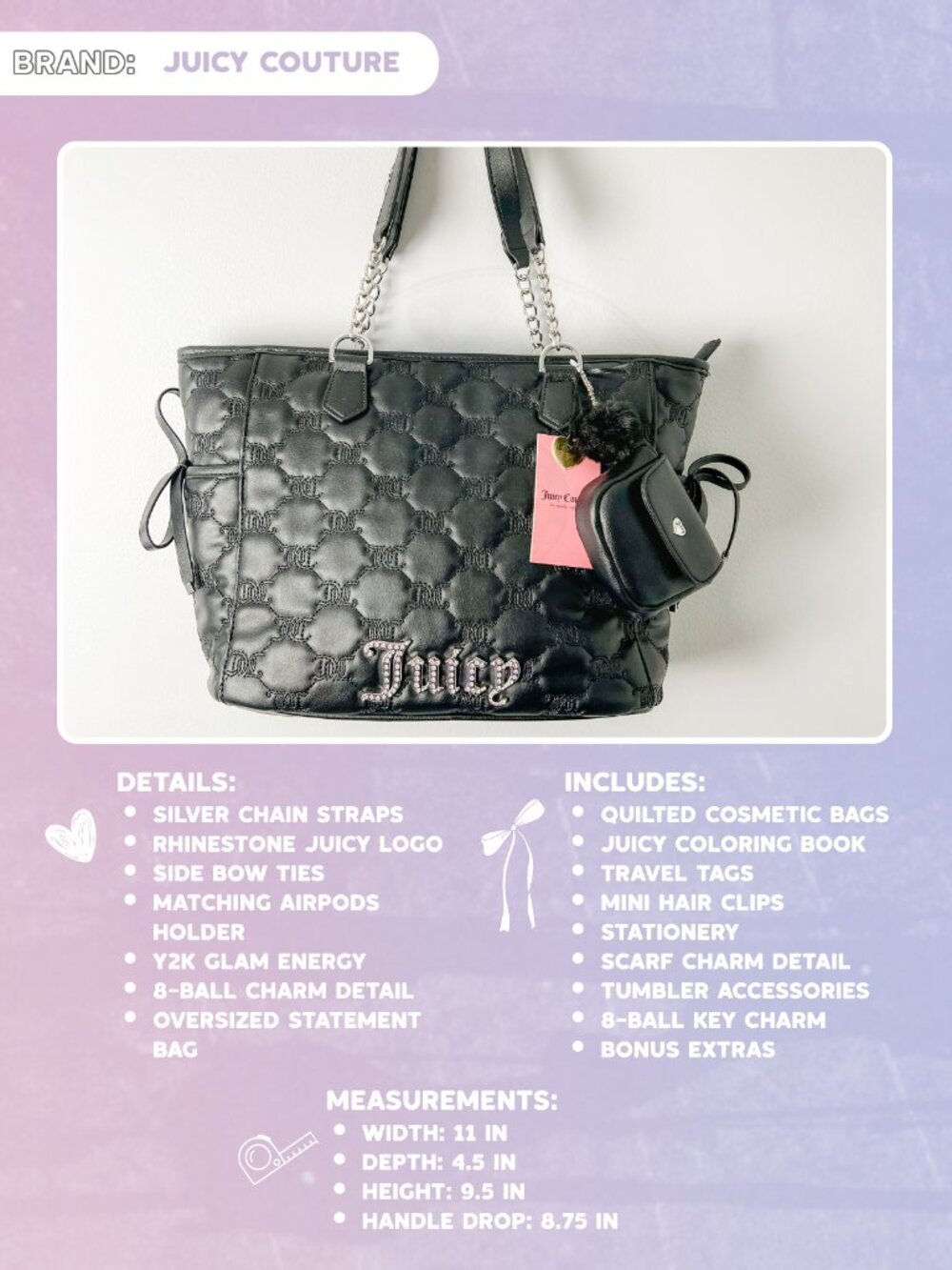 Juicy Couture Lucky 8 Quilted Tote Curated Bundle